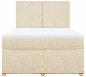 ΚΡΕΒΑΤΙ BOXSPRING ΜΕ ΣΤΡΩΜΑ ΚΡΕΜ 160X200 ΕΚ. ΥΦΑΣΜΑΤΙΝΟ 3291329