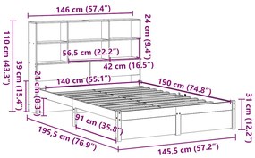 ΚΡΕΒΑΤΙ ΒΙΒΛΙΟΘΗΚΗ ΧΩΡΙΣ ΣΤΡΩΜΑ 140X190 ΕΚ ΜΑΣΙΦ ΞΥΛΟ ΠΕΥΚΟΥ 3322385