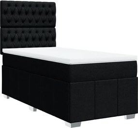 vidaXL Κρεβάτι Boxspring με Στρώμα Μαύρο 100 x 200 εκ. Υφασμάτινο