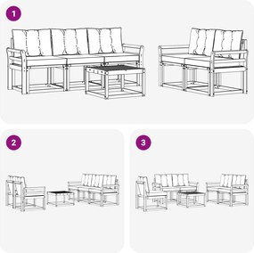 vidaXL Σειρά Καναπέ Εξωτερικού με μαξιλάρι 6 pcs Λευκό και Μπεζ