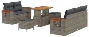 vidaXL Σετ Καναπέ Κήπου με μαξιλάρι 8 pcs Γκρι Πολυ ράταν