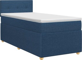 vidaXL Κρεβάτι box spring με στρώμα Μπλε 100 x 200 cm Ύφασμα