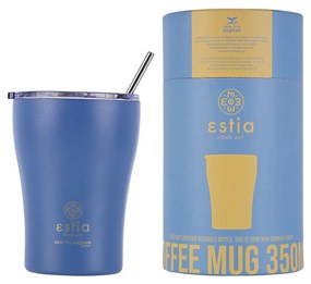 Estia 01-12182 Coffee Mug Save The Aegean Ποτήρι Θερμός με Καλαμάκι Denim Blue 350ml