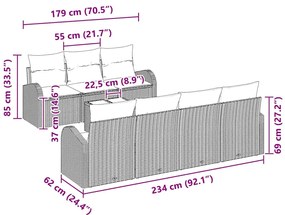 vidaXL Σετ Καναπέ Κήπου με μαξιλάρι 8 pcs Μαύρο, Κρέμα 55 x 55 x 37 εκ