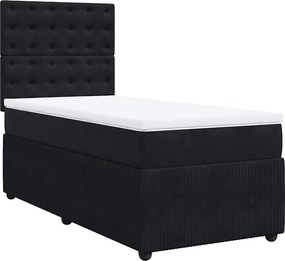 vidaXL Κρεβάτι Boxspring με Στρώμα Μαύρο 100x200 εκ. Βελούδινο