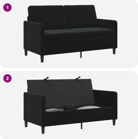 vidaXL Καναπές με Αποθήκευση Μαύρο 152 x 78 x 87 εκ Πολυεστέρας