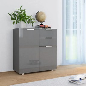vidaXL Μπουφές Ψηλός Γυαλιστερός Γκρι 71x35x80 εκ. Μοριοσανίδα