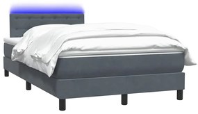 vidaXL Κρεβάτι Boxspring με Στρώμα Σκούρο Γκρι 120x210 εκ. Βελούδινο