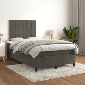 ΚΡΕΒΑΤΙ BOXSPRING ΜΕ ΣΤΡΩΜΑ ΣΚΟΥΡΟ ΓΚΡΙ 120X190 ΕΚ. ΒΕΛΟΥΔΙΝΟ 3270008