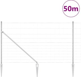 vidaXL Συρματόπλεγμα με ακίδες 50 x 1,4 μ Ασημί Δίχτυ