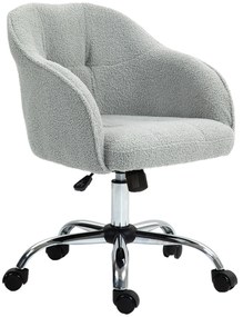 HOMCOM Καρέκλα γραφείου, Εργονομική καρέκλα γραφείου με λειτουργία λικνίσματος, όψη βελούδου teddy 56 x 61 x 86 cm Γκρι