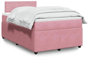 vidaXL Κρεβάτι Boxspring με Στρώμα Ροζ 120x200 εκ. Βελούδινο
