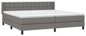 vidaXL Κρεβάτι Boxspring με Στρώμα Σκούρο Γκρι 200x200 εκ. Υφασμάτινο
