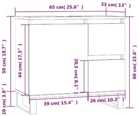 Ντουλάπι Μπάνιου Γυαλιστερό Λευκό 65x33x60 εκ. Επεξεργ. Ξύλο - Λευκό