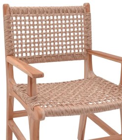 Καρέκλα - Πολυθρόνα Sponze σκελετός teak ξύλο με σχοινί σε φυσική απόχρωση 54x60x86 εκ. 54x60x86 εκ.