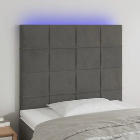 Κεφαλάρι Κρεβατιού LED Σκούρο Γκρι 90x5x118/128 εκ. Βελούδινο 3122461