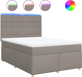 vidaXL Κρεβάτι Boxspring με Στρώμα Taupe 140x190 εκ. Υφασμάτινο
