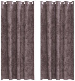 vidaXL Καφέ Κουρτίνες Βελούδο 2 τεμ με Τρύπες 245x140 εκ.
