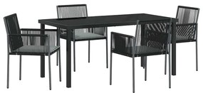 vidaXL Σέτ φαγητού για κήπο 5 pcs Μαύρο Πολυ ράταν