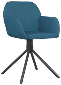 vidaXL Καρέκλες Τραπεζαρίας Περιστρεφόμενες 2 τεμ. Μπλε Βελούδινες
