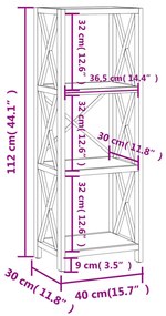 ΡΑΦΙΕΡΑ 4 ΕΠΙΠΕΔΩΝ 40 X 30 X 112 ΕΚ. ΑΠΟ ΜΑΣΙΦ ΞΥΛΟ ΔΡΥΟΣ 353815