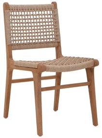 Rover chair teak wood skeleton in a natural shade and beige banana wood 50x60x86cm 50x60x86 εκ.