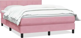 vidaXL Box Spring κρεβάτι με στρώμα ροζ 140x220 cm Βελούδινο