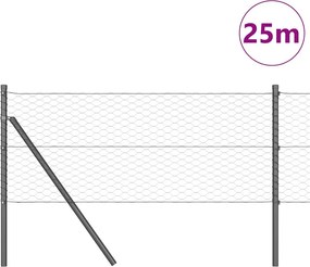 vidaXL Έξιγωνο φράχτη σταθερού εδάφους 25 x 0,6 μ Γκρι Δίχτυ