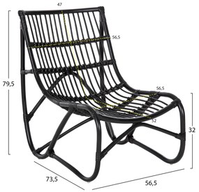 ΠΟΛΥΘΡΟΝΑ GRINN HM9815.02 ΡΑΒΔΟΙ RATTAN ΣΕ ΜΑΥΡΟ 56,5x73,5x79,5Υ εκ. - 0610423 - HM9815.02