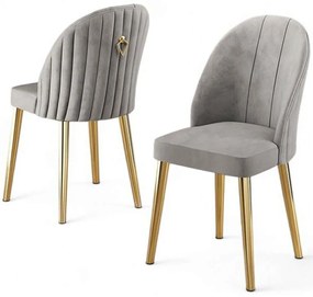 Καρέκλα Mara Babyface (Σετ 4Τμχ) 240CHR1750 45x42x91cm Grey-Gold Metal, Fabric
