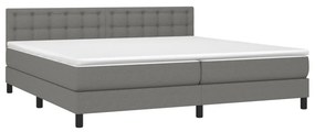 vidaXL Κρεβάτι Boxspring με Στρώμα &amp; LED Σκ.Γκρι 200x200εκ. Υφασμάτινο