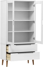 vidaXL Βιτρίνα MOLDE Λευκή 90 x 35 x 175 εκ. από Μασίφ Ξύλο Πεύκου