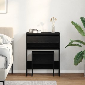 vidaXL Τουαλέτα με Καθρέφτη Μαύρο Δρυς από Ξύλο Μηχανής