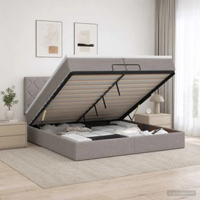vidaXL Κρεβάτι Ottoman με Στρώμα και LED Taupe 200 x 200 cm Ύφασμα