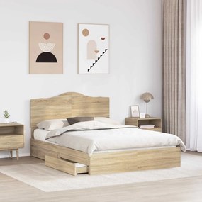 vidaXL Κρεβάτι Αποθήκης Δρύς Sonoma 150 x 200 cm Επεξεργασμένο ξύλο