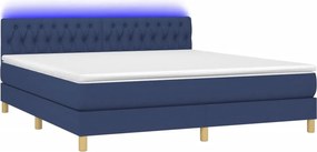 vidaXL Κρεβάτι Boxspring με Στρώμα &amp; LED Μπλε 160x200 εκ. Υφασμάτινο