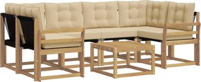vidaXL Σειρά Καναπέ Εξωτερικού με μαξιλάρι 7 pcs Λευκό και Μπεζ