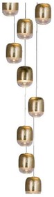 Πολυέλαιος Κρεμαστό Φωτιστικό Οροφής 9xLED 4,2W Dimmable Triac Φυσητό Γυαλί Βάση 27x27cm Gong Mini 9S Prandina-1A63003113098-Χρυ 1A63003113098