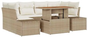 vidaXL Σέτ φαγητού για κήπο 7 pcs Μπεζ, Κρέμα 100 x 55 x 73 εκ