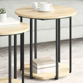 vidaXL Σετ βοηθητικά τραπεζάκια με ράφι 2 pcs Καφέ
