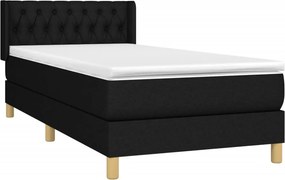 vidaXL Κρεβάτι Boxspring με Στρώμα Μαύρο 90x190 εκ.Υφασμάτινο