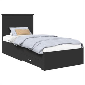 vidaXL Σκελετός Κρεβατιού Μαύρο και Ασημί 75 x 190 cm