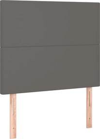 vidaXL Κρεβάτι Boxspring με Στρώμα &amp; LED Γκρι 120x200 εκ. Συνθ. Δέρμα