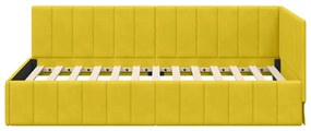 vidaXL Κρεβάτι Γωνίας με κεφαλάρι Κίτρινο 90 x 200 cm Βελούδο