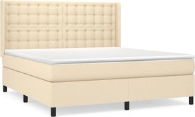 vidaXL Κρεβάτι Boxspring με Στρώμα Κρεμ 180x200 εκ. Υφασμάτινο