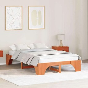 vidaXL Καφέ Κρεβάτι 120x200 cm από Μασίφ Ξύλο Πεύκου