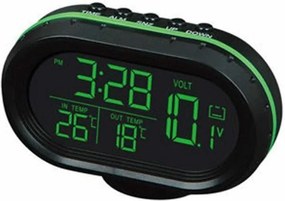 VST-7009V Ψηφιακό Βολτόμετρο / Θερμόμετρο / Ρολόι Αυτοκινήτου 9.2x6.5x2.5cm Μαύρο/Πράσινο