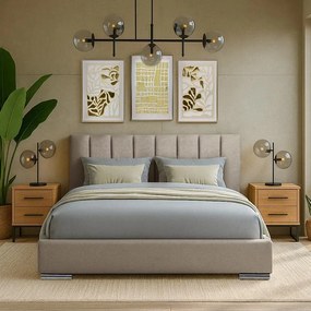 Επενδυμένο Κρεβάτι Udine Fylliana Μπέζ Διπλό 160x200 εκ. 167x214x115 εκ.
