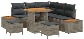 vidaXL Σετ Καναπέ Κήπου με μαξιλάρι 8 pcs Γκρι Πολυ ράταν