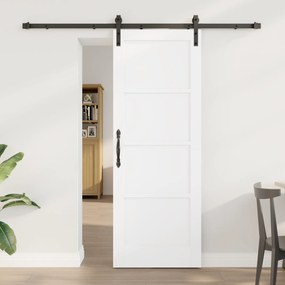vidaXL Συρόμενη Πόρτα με Σετ Υλικών Λευκή 73.5x198.5 εκ. Συμπαγές Ξύλο Πεύκο